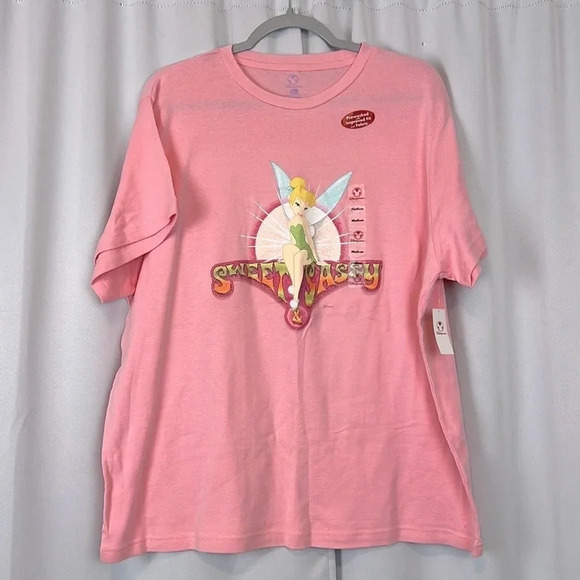 Disney Tinkerbell Sweet & Sassy Pink Short Sleeve Shirt Size Medium NWT - Picture 1 of 6